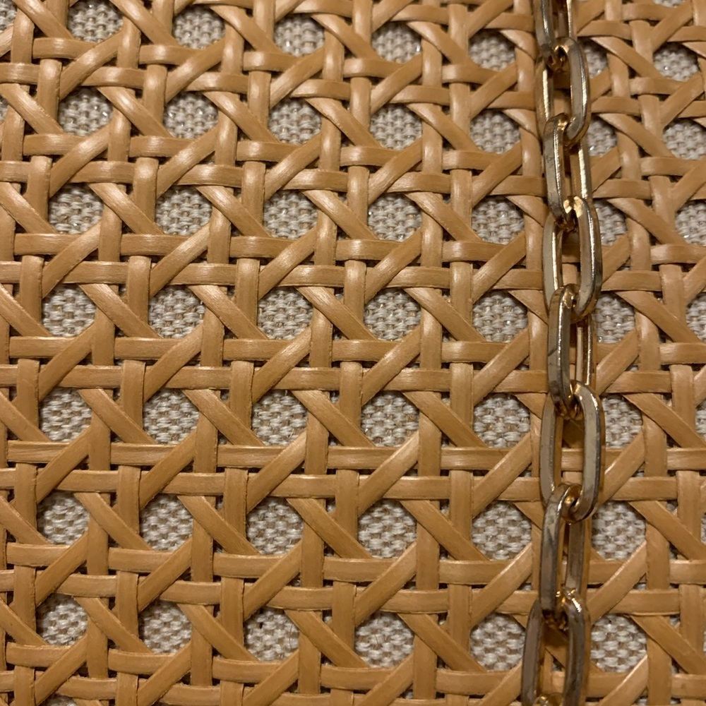 Brown Rattan Caning Woven Faux Leather Tote Bag - Picture 3 of 9